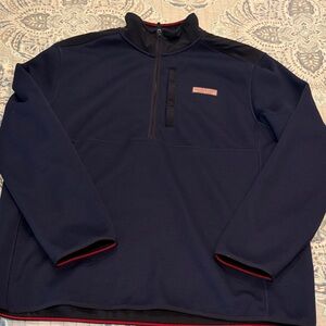 Vineyard Vines Navy Quarter Zip Pullover with Red Accents